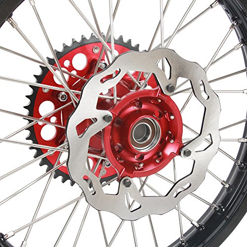 MX Dirt Bike 2.15x19 "Llantas traseras Llantas Hubs con disco de freno trasero, 49T piñón trasero, espaciador elevador para Honda CRF250R 2014-2018, CRF450R 2013-2018