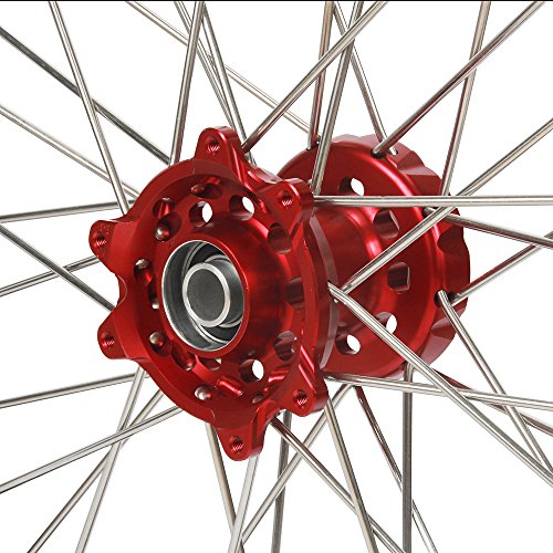 MX Dirt Bike 2.15x19 "Llantas traseras Llantas Hubs con disco de freno trasero, 49T piñón trasero, espaciador elevador para Honda CRF250R 2014-2018, CRF450R 2013-2018