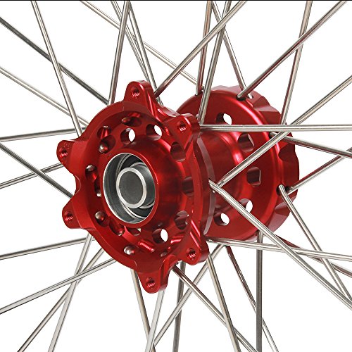 MX Dirt Bike 2.15x19 "Llantas traseras Llantas Hubs con disco de freno trasero, 49T piñón trasero, espaciador elevador para Honda CRF250R 2014-2018, CRF450R 2013-2018