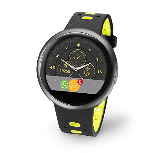 MyKronoz MKZEROUND2HR - Reloj de Actividad y sueño de 1.22", Color Negro y Amarillo