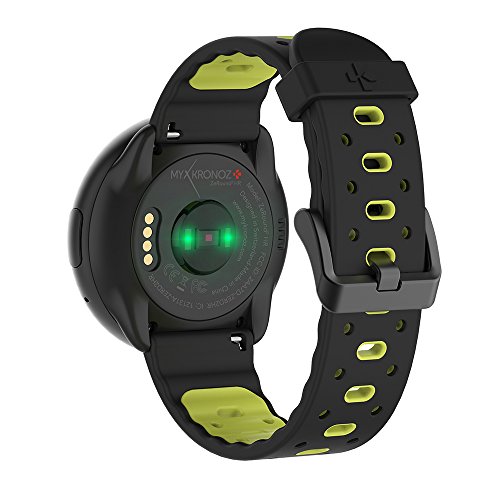 MyKronoz MKZEROUND2HR - Reloj de Actividad y sueño de 1.22", Color Negro y Amarillo