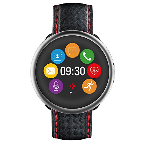 MyKronoz ZeRound2HR Premium - Smartwatch con Monitor de Ritmo cardíaco, micrófono Incorporado y Altavoz, Color Plata y Negro