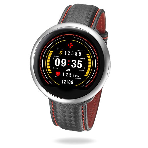 MyKronoz ZeRound2HR Premium - Smartwatch con Monitor de Ritmo cardíaco, micrófono Incorporado y Altavoz, Color Plata y Negro