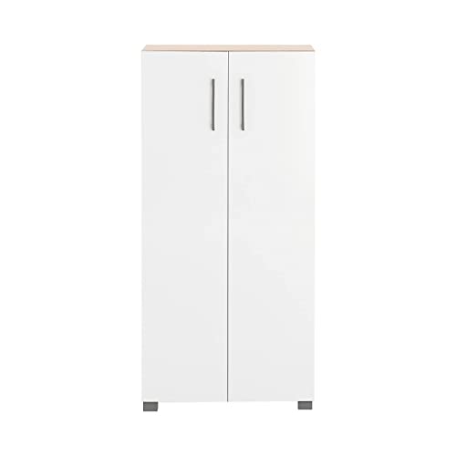 MyosHome - Mueble Zapatero Armario De 60 x 32 x 124 cm Sileno (Roble Blanco)