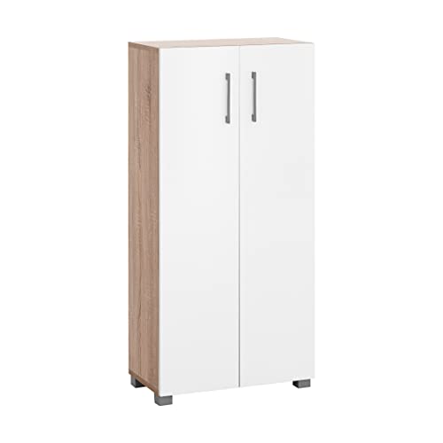 MyosHome - Mueble Zapatero Armario De 60 x 32 x 124 cm Sileno (Roble Blanco)