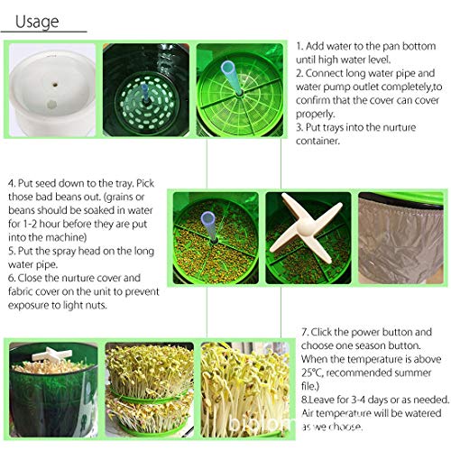 N  A DIY Bean Sprouts Maker 2 Capas automático germinador eléctrico máquina termostatos Cubo de Crecimiento de plántulas de Vegetales Verdes