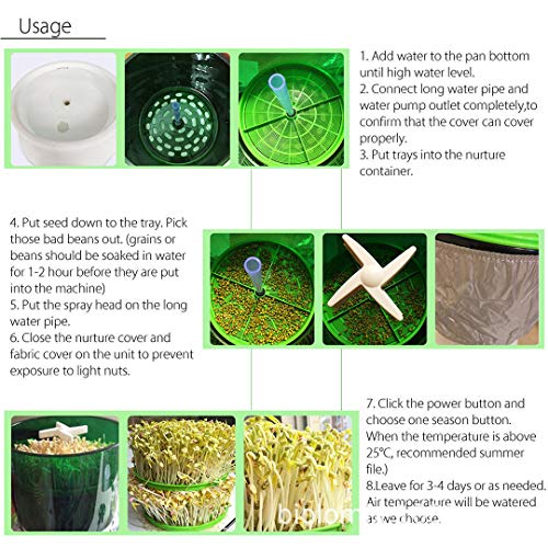 N  A DIY Bean Sprouts Maker 2 Capas automático germinador eléctrico máquina termostatos Cubo de Crecimiento de plántulas de Vegetales Verdes