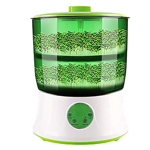 N  A DIY Bean Sprouts Maker 2 Capas automático germinador eléctrico máquina termostatos Cubo de Crecimiento de plántulas de Vegetales Verdes