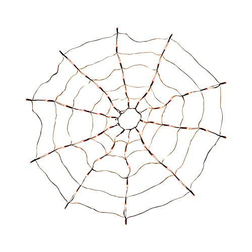 N% Red de araña para Halloween, cadena de luces LED, resistente al agua, iluminación decorativa para Halloween, decoración de araña, para fiestas en el interior o en el jardín, color naranja