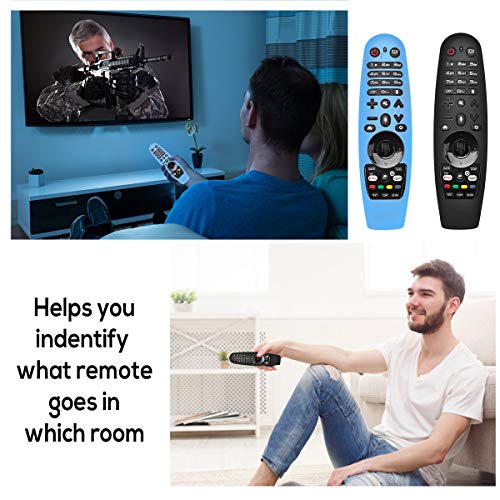 NANTING 2PCS Estuche actualizado LG Smart TV Remote Control para LG AN-MR600 / LG AN-MR650 / AN-MR18BA / AN-MR19BA, Estuche de Silicona anticaída/Antideslizante/Rayado/Polvo/Agua(Azul + Negro)