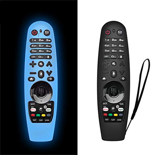 NANTING 2PCS Estuche actualizado LG Smart TV Remote Control para LG AN-MR600 / LG AN-MR650 / AN-MR18BA / AN-MR19BA, Estuche de Silicona anticaída/Antideslizante/Rayado/Polvo/Agua(Azul + Negro)