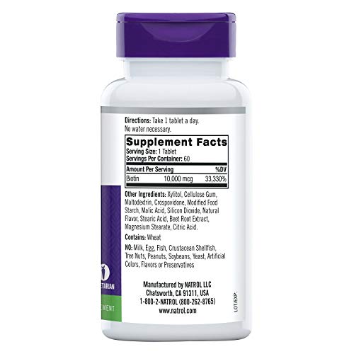 Natrol Biotin 10000mcg Fast Dissolve Standard - 60 Cápsulas