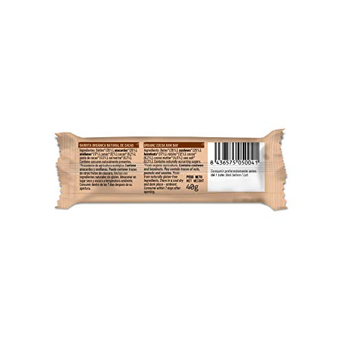 NATRULY Barritas Energéticas BIO Cacao Sin Azúcar Añadido, 100% Natural y Orgánicas, Sin Gluten, Vegana -Pack 10x40g