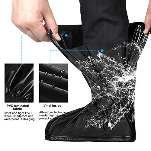 NATUCE Cubierta del Zapato Impermeable para Hombres Mujeres, Zapatos a Prueba de Agua Cubierta, Reutilizable Cubrecalzado con Suela Antideslizante, Galochas para Lluvia, Nieve y Fango (L)