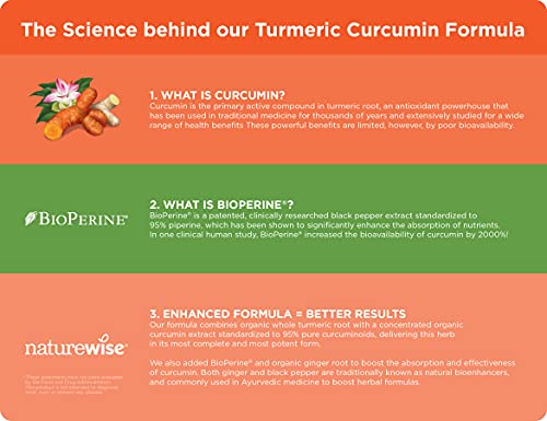 NatureWise Curcumina Cúrcuma 2250mg (Suministro para 2 meses) 95 Curcuminoids with BioPerine Black Pepper Extract (180 cuentas)
