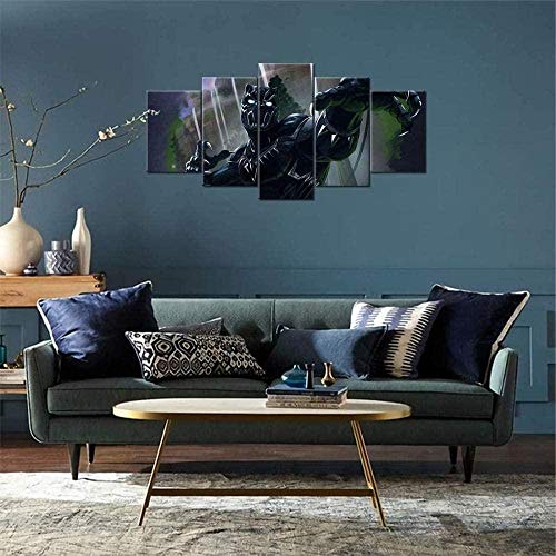 NC83 5 Pintura Conjunta HD Impresión 3D sobre Lienzo Comics Black Panther salón 150x80cm