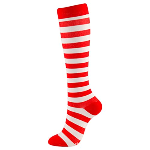 #N/D Medias de Navidad Navidad Stock Hilo de Punto Medias de Apoyo Hasta la Rodilla Calcetines Argyle Manguera Para Correr Ciclismo