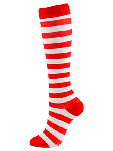 #N/D Medias de Navidad Navidad Stock Hilo de Punto Medias de Apoyo Hasta la Rodilla Calcetines Argyle Manguera Para Correr Ciclismo