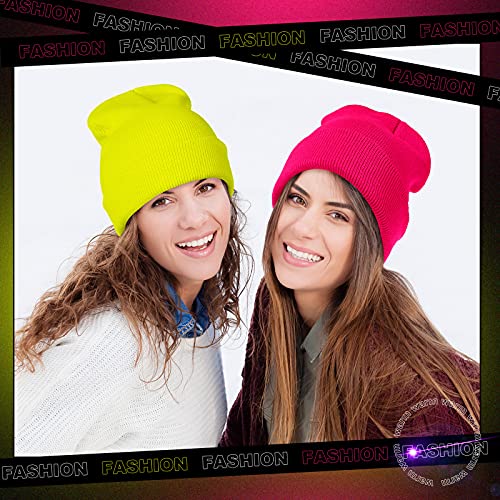 Neer 2 Gorros de Invierno Pescador Punto Calavera (Rosa Rojo, Amarillo Fluorescente)