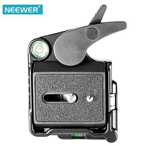 Neewer® - Adaptador de Placa QR de liberación rápida de aleación de Aluminio Negro con Tornillo de 1/4"-3/8" y Palanca de Burbujas para trípode de cámara DSLR con estabilizador de Cabeza de Bola
