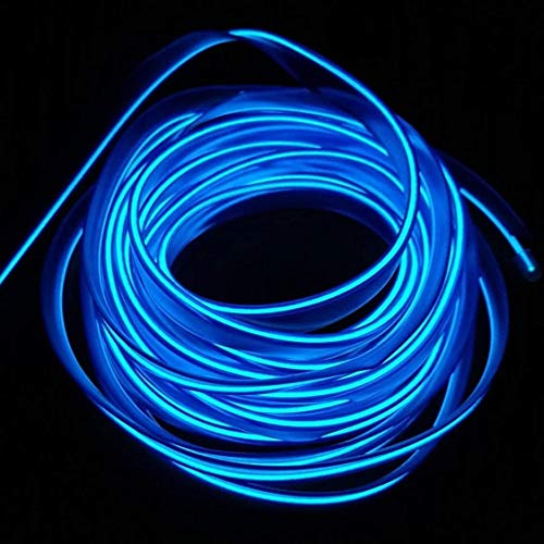 Neon LED EL cable para interior automotriz Cosplay lámpara de línea electroluminiscente LED emisora de luz decorativa con unidad de tira de luz 5V，azul, 1 m
