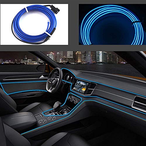 Neon LED EL cable para interior automotriz Cosplay lámpara de línea electroluminiscente LED emisora de luz decorativa con unidad de tira de luz 5V，azul, 1 m