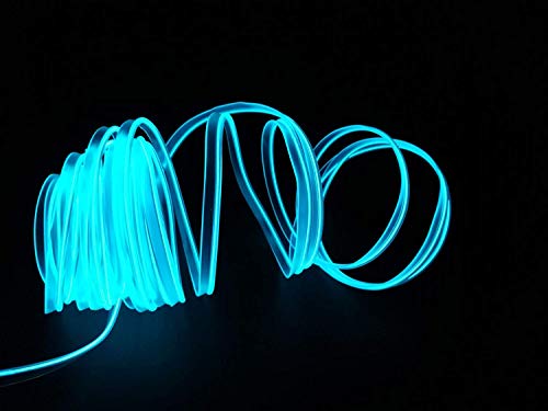 Neon LED EL cable para interior automotriz Cosplay lámpara de línea electroluminiscente LED emisora de luz decorativa con unidad de tira de luz 5V，Ice Blue, 1 m