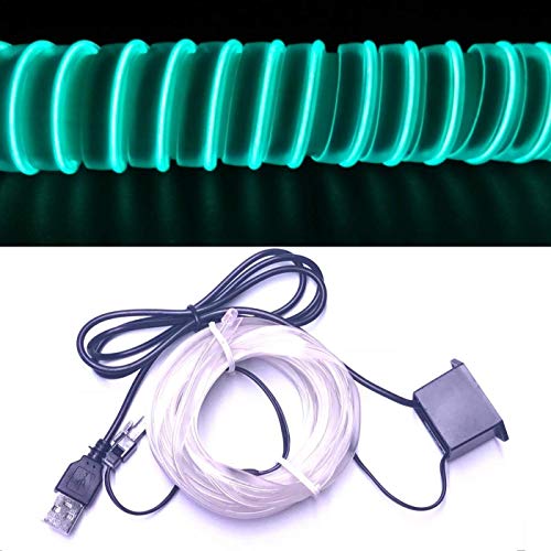 Neon LED EL cable para interior automotriz Cosplay lámpara de línea electroluminiscente LED emisora de luz decorativa con unidad de tira de luz 5V，Ice Blue, 1 m