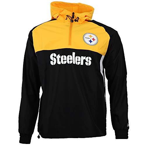 New Era Pittsburgh Steelers NFL Half Zip Colour Block Windbreaker Gold Anorak Jacket