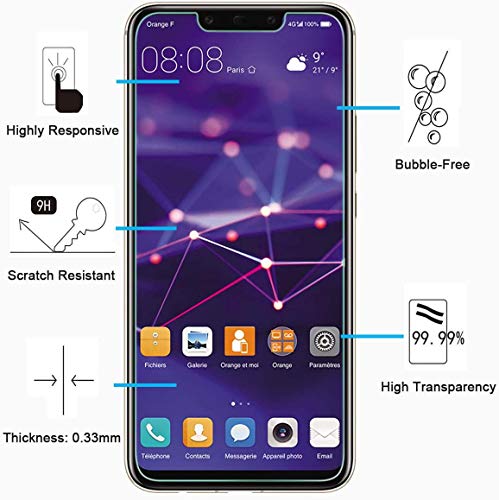 NEW'C 2 Unidades, Protector de Pantalla para Huawei Mate 20 Lite, Honor Play, Antiarañazos, Antihuellas, Sin Burbujas, Dureza 9H, 0.33 mm Ultra Transparente, Vidrio Templado Ultra Resistente