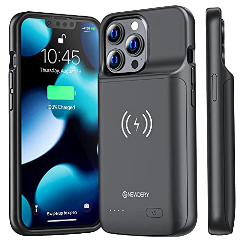 NEWDERY 4800 mAh Funda de Batería para iPhone 13 Pro y iPhone 13, Compatible con Carga Inalámbrica Qi, Estuche Protector con Batería Portátil Recargable para iPhone 13 Pro y iPhone 13 (6.1 Pulgadas)