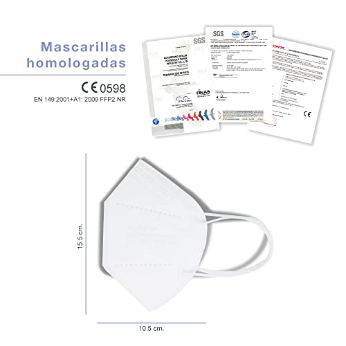 NEWTECK Mascarillas FFP2 25 Unidades CE 0598. Mascarillas FFP2 Blancas Homologadas, Alta eficiencia Filtración, Packs Individuales, Normativa UNE-EN 149:2001+A1:2009, Transpirables. SIN GRAFENO