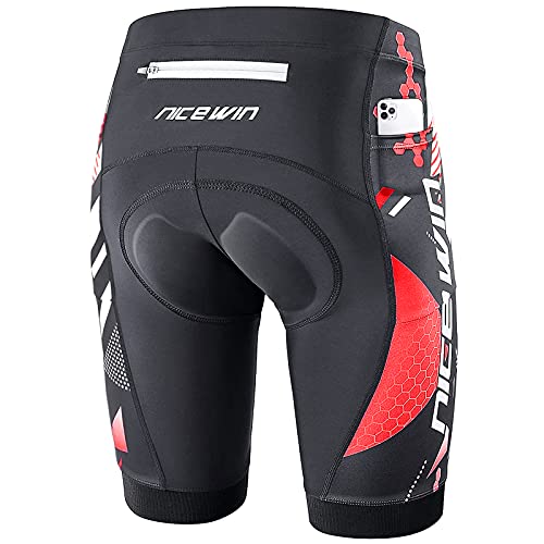 NICEWIN Pantalones Cortos de Ciclismo para Hombre con Almohadilla Pantalones Bicicleta Acolchada con Gel 4D Cortos MTB Bicicleta Pantalones Cortos Transpirables