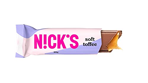 NICKS Soft Toffee, barritas de chocolate con leche rellenas de caramelo, sin azúcar añadido, sin gluten (24x28g)
