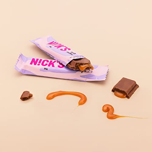 NICKS Soft Toffee, barritas de chocolate con leche rellenas de caramelo, sin azúcar añadido, sin gluten (24x28g)