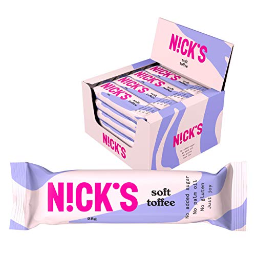 NICKS Soft Toffee, barritas de chocolate con leche rellenas de caramelo, sin azúcar añadido, sin gluten (24x28g)