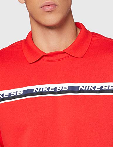 NIKE NK SB On Deck Novelty Crew T-Shirt, Hombre, University Red, S