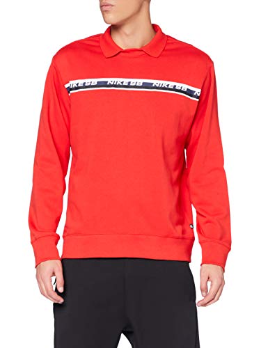 NIKE NK SB On Deck Novelty Crew T-Shirt, Hombre, University Red, S