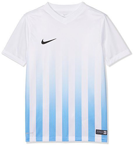 NIKE SS YTH Striped Division II JSY Camiseta, Niños, Blanco/Azul/Negro (White/University Blue/Black), S