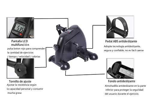 NIMO Mini Bicicleta Estática con Pantalla LCD y Resistencia , Pedales Estaticos,Máquinas de Entrenamiento de Brazos y Piernas (mini bici estatica)