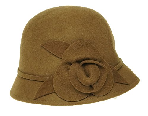 Nine West Felt Cloche with 3d Flower O/S (Pecan)