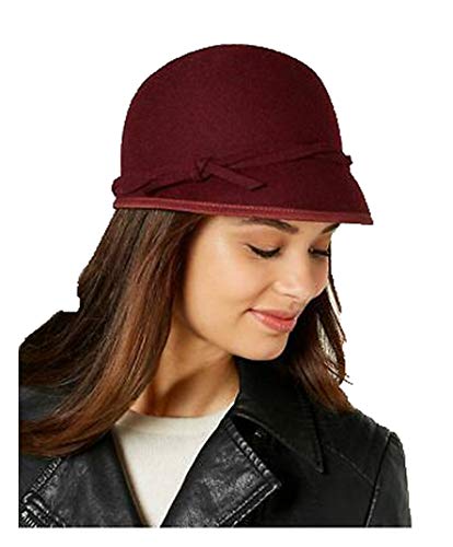 Nine West Women's Felt Cloche Wool Hat with Twisted Detail One Size (Wine tie Cloche)