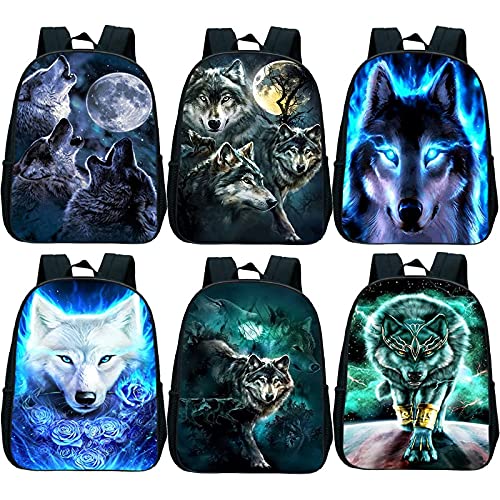 Niños Animal Lobo Mochila de regreso a la escuela Mochila de jardín de infantes primaria Mochila informal Niños Impresión 3D Mochilas escolares 30 * 24 cm 7