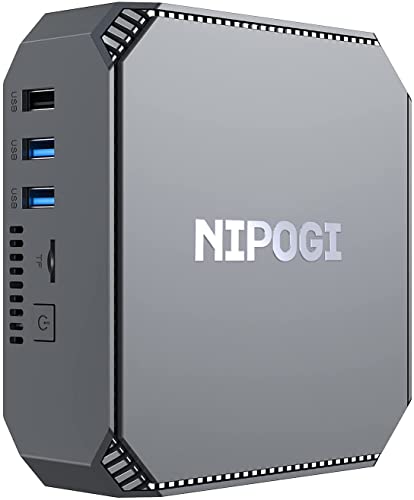 NiPoGi Mini PC,Windows 10 Pro 8GB DDR3 256GB SSD,Procesador Celeron J3455 Mini Ordenadores de sobremesa de 4 núcleos, Pantalla Dual 4K HD, WiFi de Banda Dual 2.4G / 5G,Gigabit Ethernet, BT 4.2