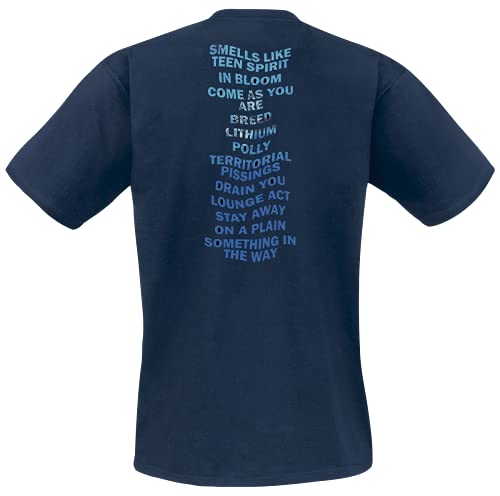 Nirvana Nevermind Hombre Camiseta Azul Marino L, 100% algodón, Regular
