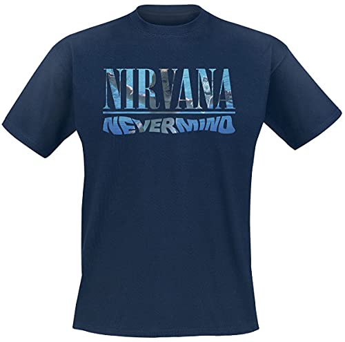 Nirvana Nevermind Hombre Camiseta Azul Marino L, 100% algodón, Regular