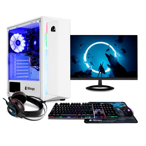 NITROPC - PC Gaming Pack Bronze Rebajas | PC Gamer (CPU Intel G6400 2/4 x 4,00Ghz (Turbo) | Gráfica GT 1030 2GB) + Monitor 23,6" + Teclado + ratón + Cascos | RAM 16GB | M.2 256GB | HDD 1TB