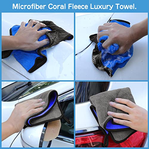 NIVEOLI Kit de Limpieza Coche Profesional Interior y Exterior, 14 Piezas Set Detailing Coche de Lavado (Microfibra Paño Limpieza/Cepillo de Ruedas/Guantes/Enjugador/Cera Almohadillas Aplicador)