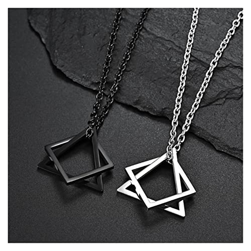 NNMB Collar de Hombres Geometría Entrelazado triángulo Cuadrado Colgante Masculino for Hombres de Acero Inoxidable Moderno Moderno geométrico apilado Streetwear Collar Duradero y Elegante