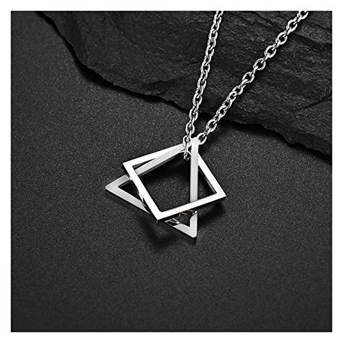 NNMB Collar de Hombres Geometría Entrelazado triángulo Cuadrado Colgante Masculino for Hombres de Acero Inoxidable Moderno Moderno geométrico apilado Streetwear Collar Duradero y Elegante